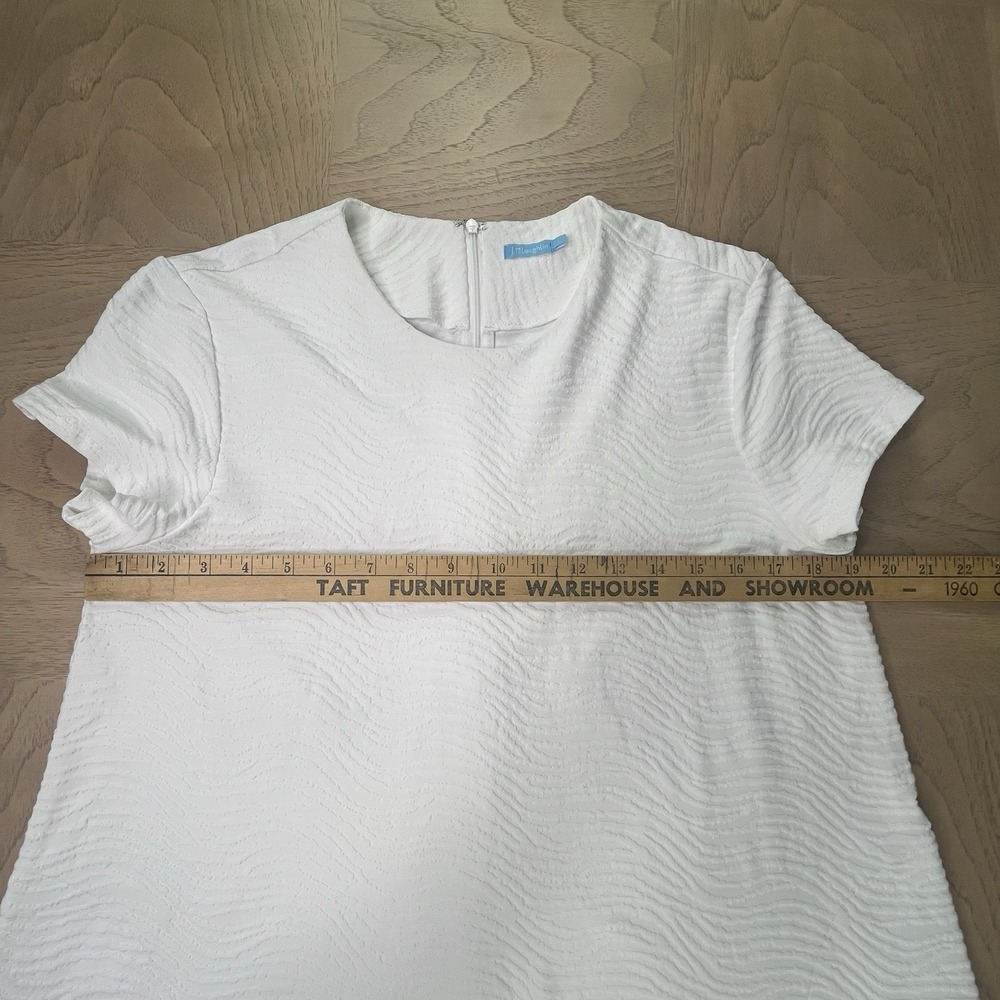 J McLaughlin Catalina Cloth Dress Large White Jacquard Short Sleeve A-line 36" - Picture 3 of 13